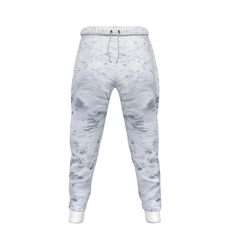 Ocean Sea - White & Grey Lined Side Pockets, Slim Fit Leg With Elastic Waist, Stylish Men's Jogging Bottoms