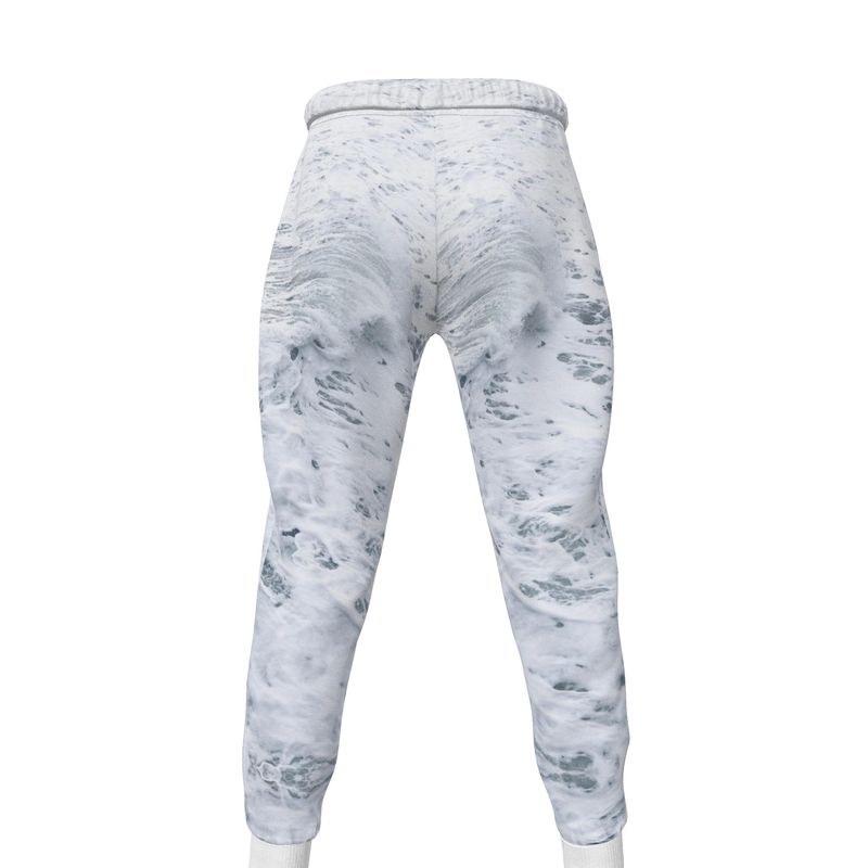 Ocean Sea - White & Grey Lined Side Pockets, Slim Fit Leg With Elastic Waist, Stylish Men's Jogging Bottoms