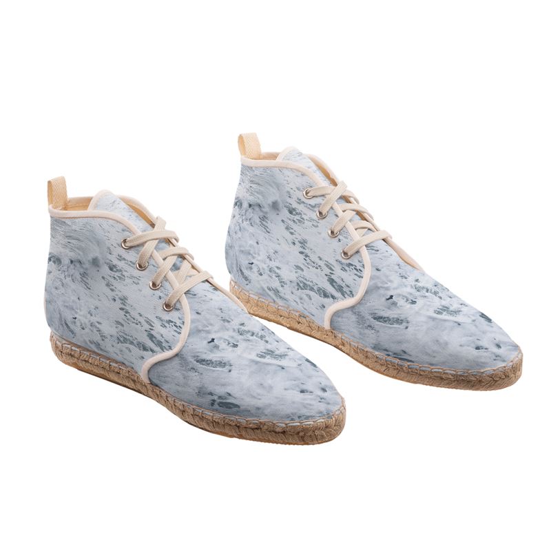 Ocean Sea - White & Grey High Top Lace Up Espadrilles