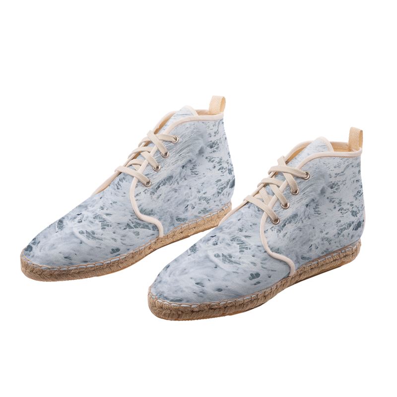 Ocean Sea - White & Grey High Top Lace Up Espadrilles