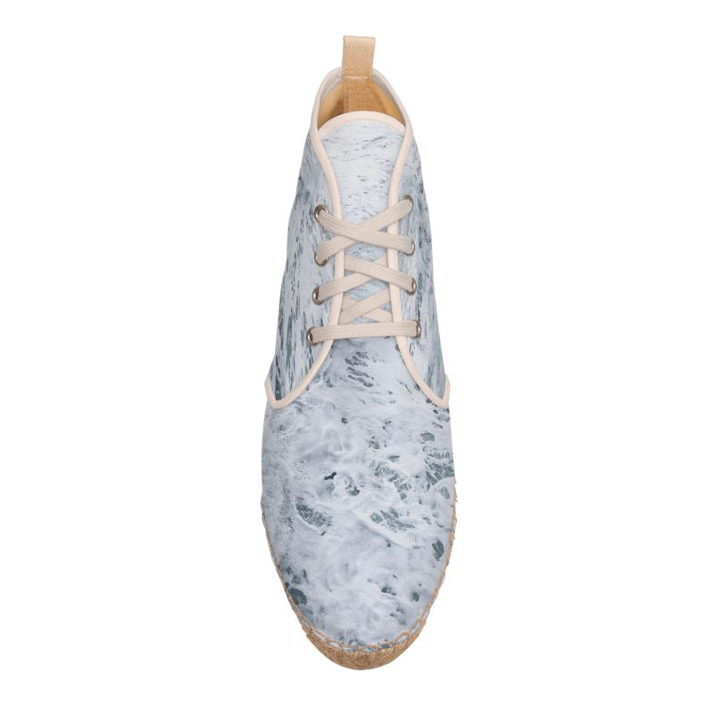 Ocean Sea - White & Grey High Top Lace Up Espadrilles