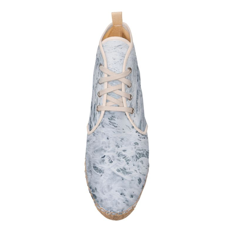 Ocean Sea - White & Grey High Top Lace Up Espadrilles