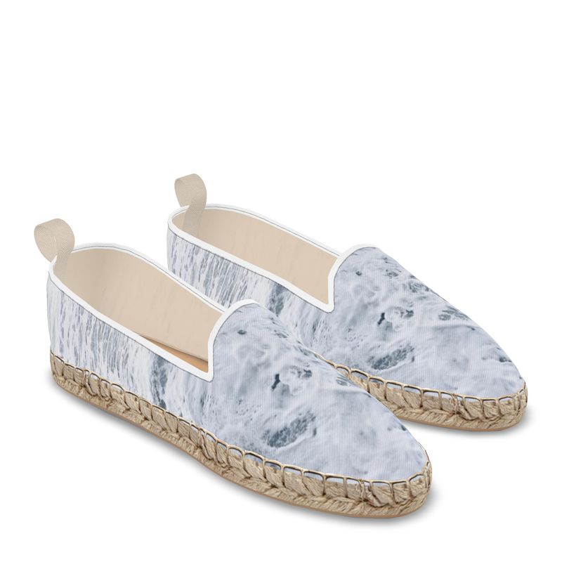 Ocean Sea - White & Grey Fabric Or Jute Innersole, Flat Shoe, Rubberised Hard Wearing Sole, Loafer Espadrilles