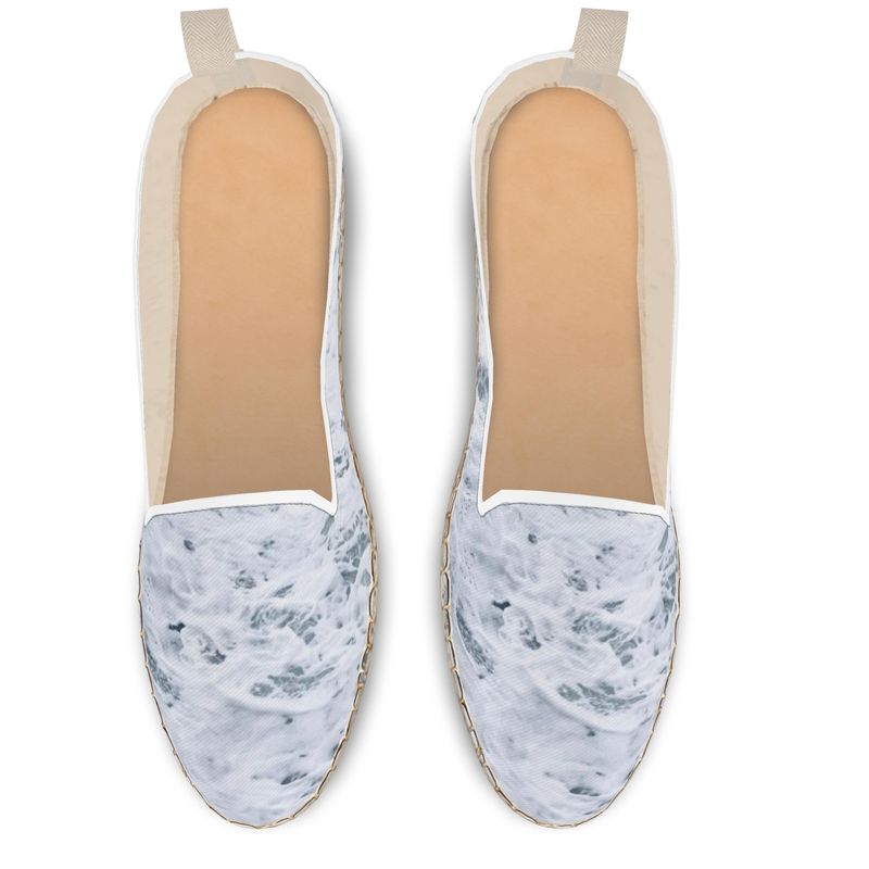 Ocean Sea - White & Grey Fabric Or Jute Innersole, Flat Shoe, Rubberised Hard Wearing Sole, Loafer Espadrilles