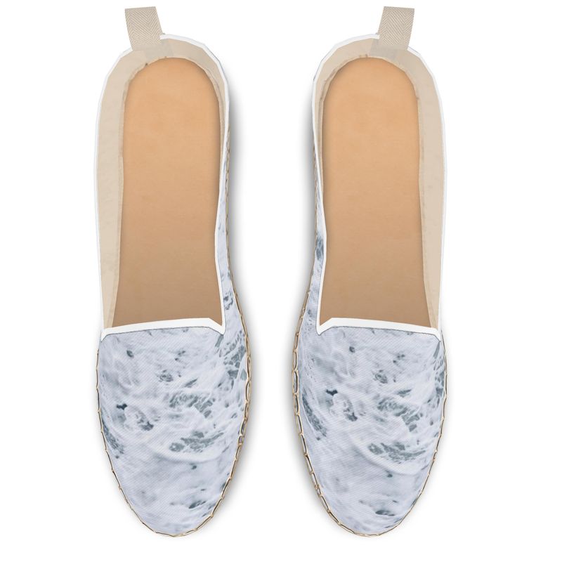 Ocean Sea - White & Grey Fabric Or Jute Innersole, Flat Shoe, Rubberised Hard Wearing Sole, Loafer Espadrilles