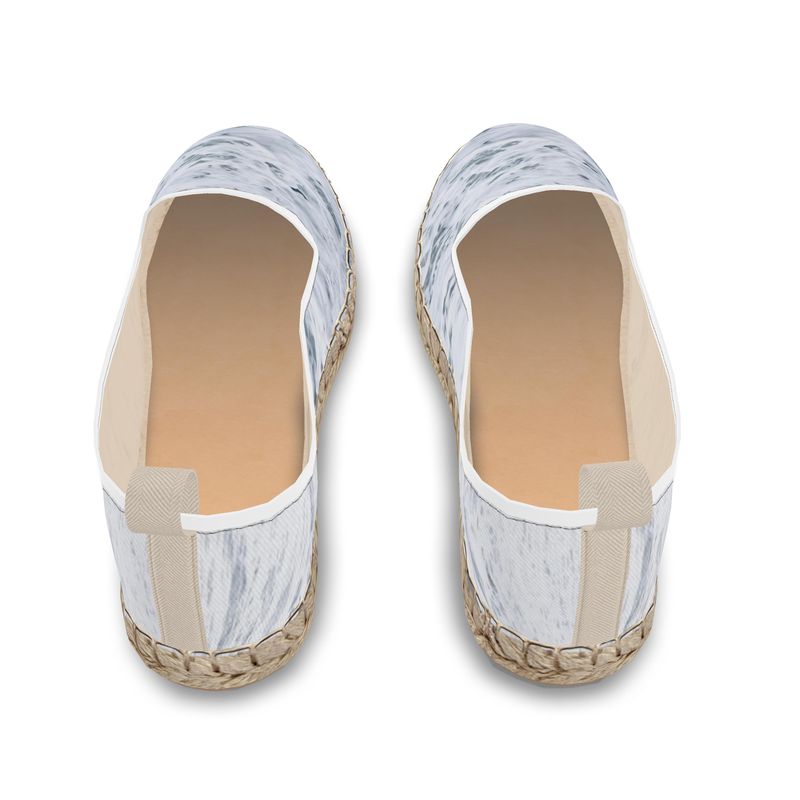 Ocean Sea - White & Grey Fabric Or Jute Innersole, Flat Shoe, Rubberised Hard Wearing Sole, Loafer Espadrilles