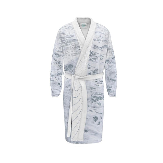 Ocean Sea - White & Grey Unisex Fire-Rated Fabric Dressing Gown