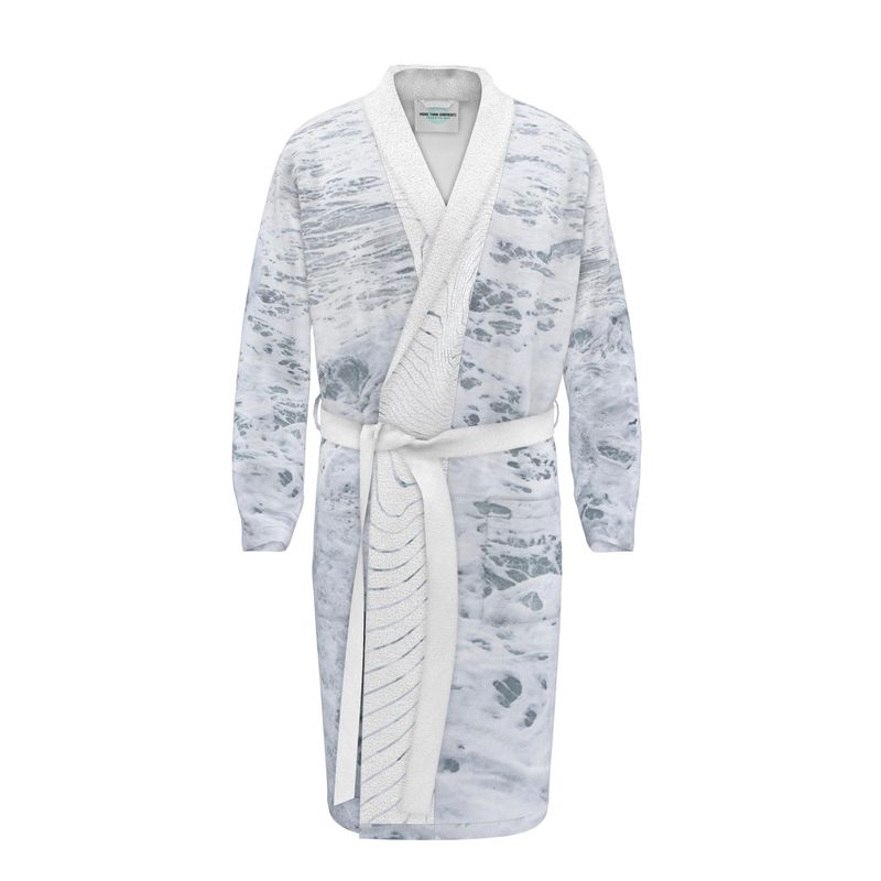 Ocean Sea - White & Grey Unisex Fire-Rated Fabric Dressing Gown