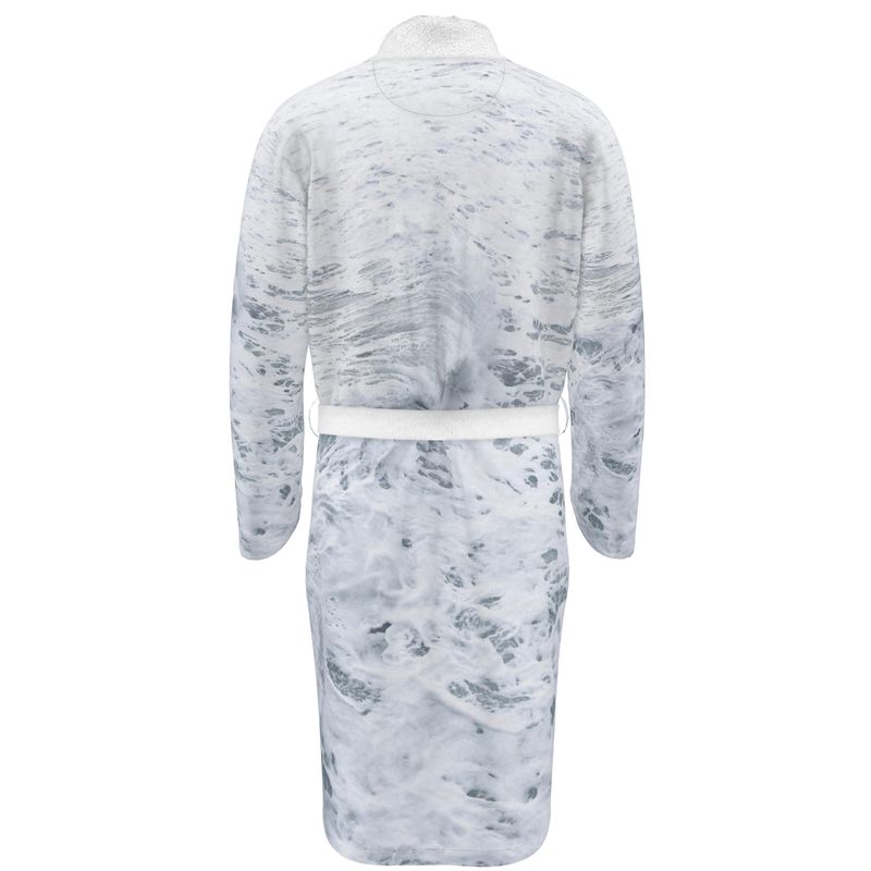 Ocean Sea - White & Grey Unisex Fire-Rated Fabric Dressing Gown