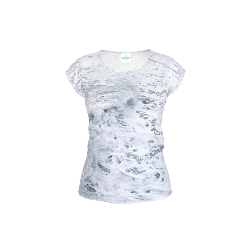 Ocean Sea - White & Grey Ideal For Special Occasions, Comfortable Stretchy Fabric, Relaxed Fit, Ladies Loose Fit T-Shirt