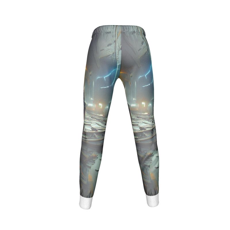 Uncertainty - Grey, Brown & Blue Cuffed Tracksuit Ladies Jogging Bottoms