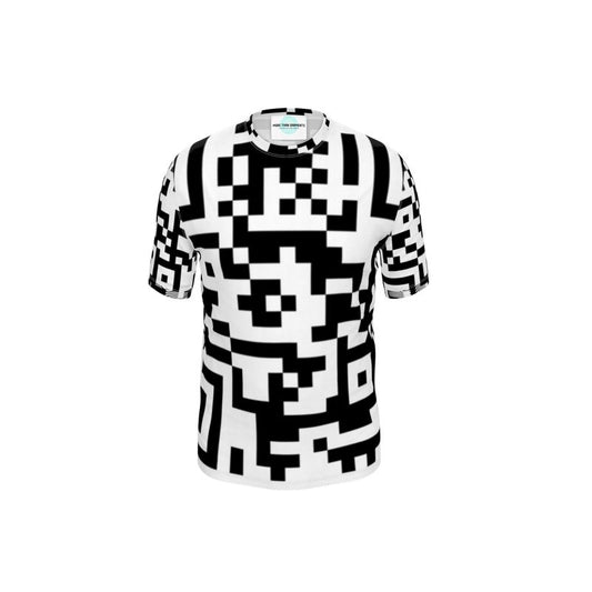 Barcode - Black & White Relaxed Cut, Fitted Waist, Stretch Fabric, Crew Neckline, Men's T-Shirt