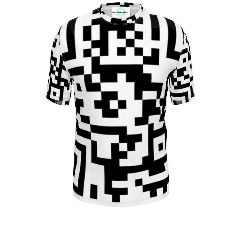 Barcode - Black & White Relaxed Cut, Fitted Waist, Stretch Fabric, Crew Neckline, Men's T-Shirt