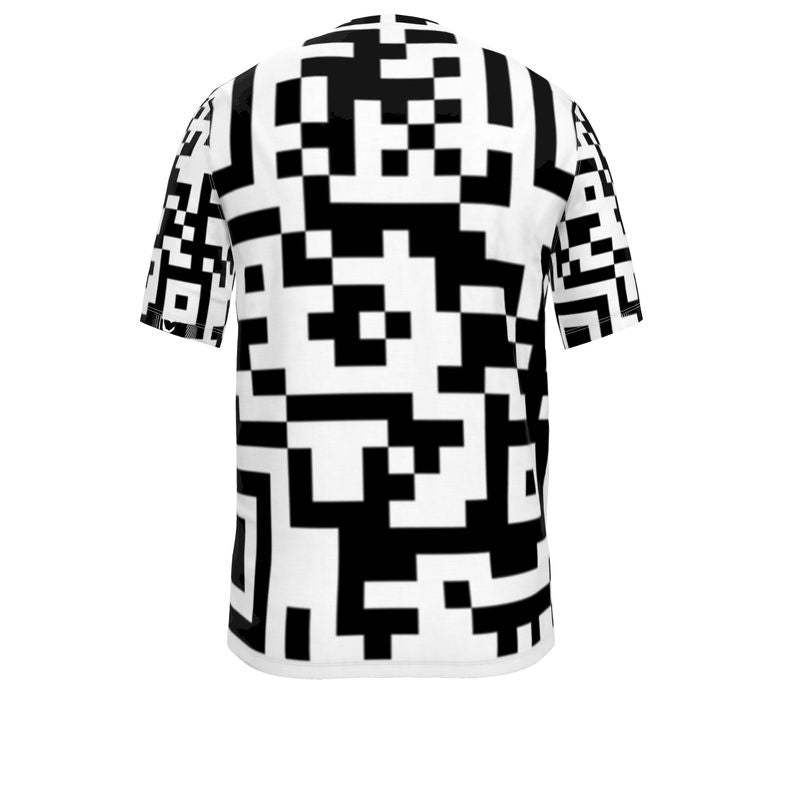 Barcode - Black & White Relaxed Cut, Fitted Waist, Stretch Fabric, Crew Neckline, Men's T-Shirt