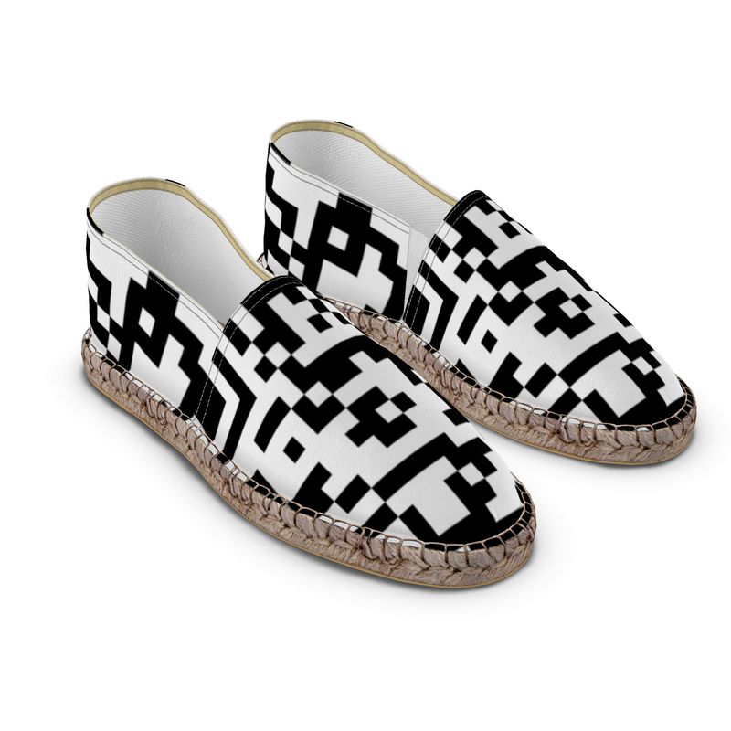 Barcode - Black & White Non-Slip Rubber Base Unisex Jute Woven Insole Espadrilles