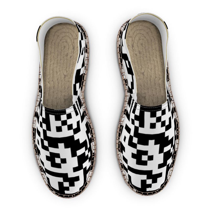 Barcode - Black & White Non-Slip Rubber Base Unisex Jute Woven Insole Espadrilles