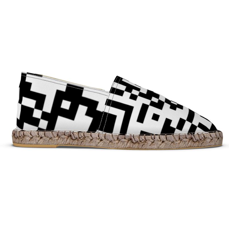 Barcode - Black & White Non-Slip Rubber Base Unisex Jute Woven Insole Espadrilles