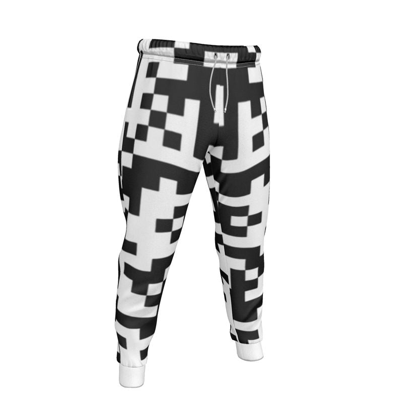 Barcode - Black & White Lined Side Pockets, Slim Fit Leg With Elastic Waist, Stylish Men's Jogging Bottoms