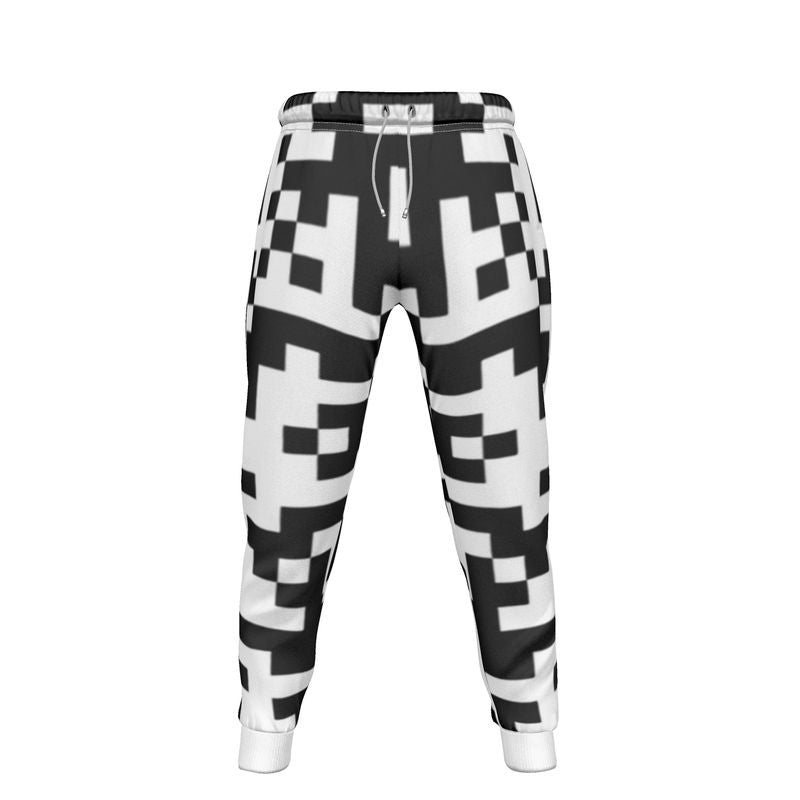 Barcode - Black & White Lined Side Pockets, Slim Fit Leg With Elastic Waist, Stylish Men's Jogging Bottoms