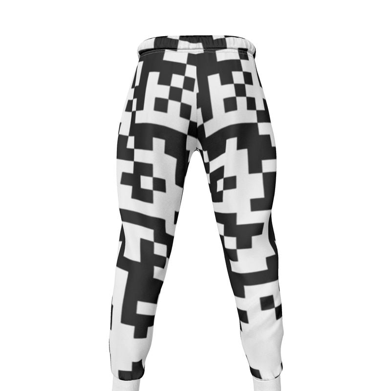 Barcode - Black & White Lined Side Pockets, Slim Fit Leg With Elastic Waist, Stylish Men's Jogging Bottoms