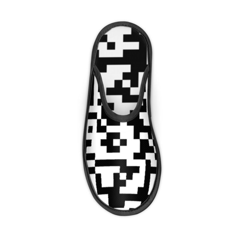 Barcode - Black & White Locks In Warmth, Non-slip Leatherette Sole, Water Absorbent Qualities Slippers