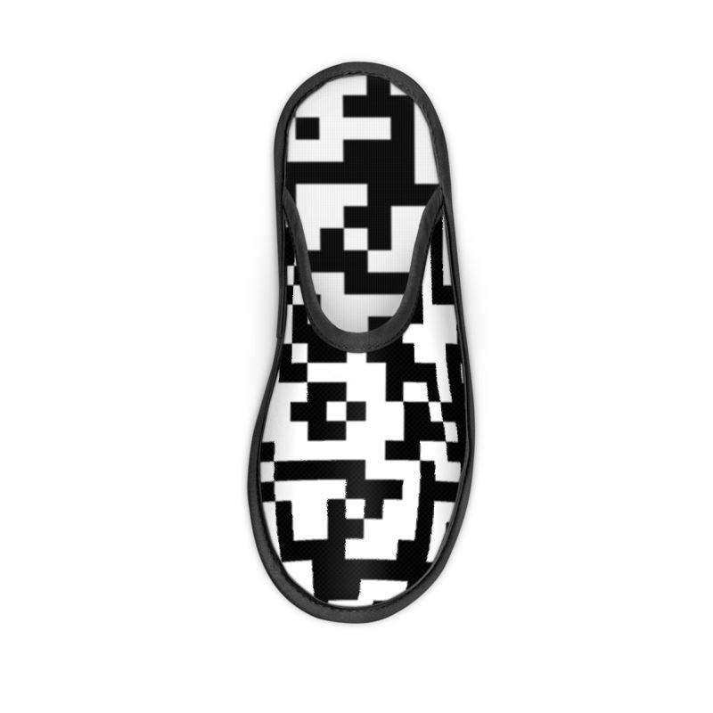 Barcode - Black & White Locks In Warmth, Non-slip Leatherette Sole, Water Absorbent Qualities Slippers