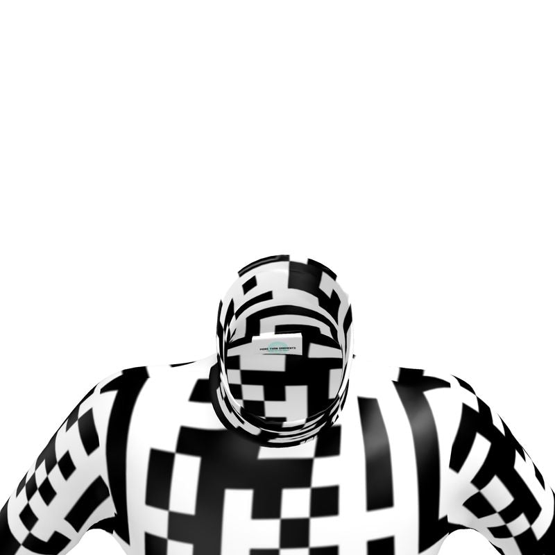 Barcode - Black & White Long Sleeves, Men's Slim Fit Roll Neck