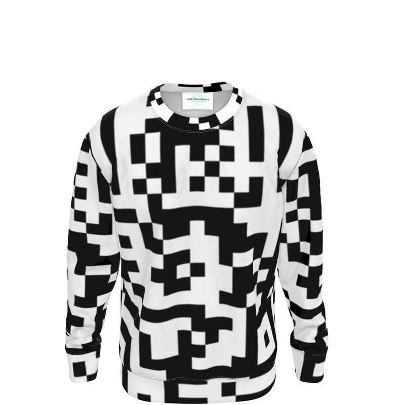 Barcode - Black & White Unisex Design, Ribbed Neck, Cuffs And Hem, Relaxed Fit Sweatshirt