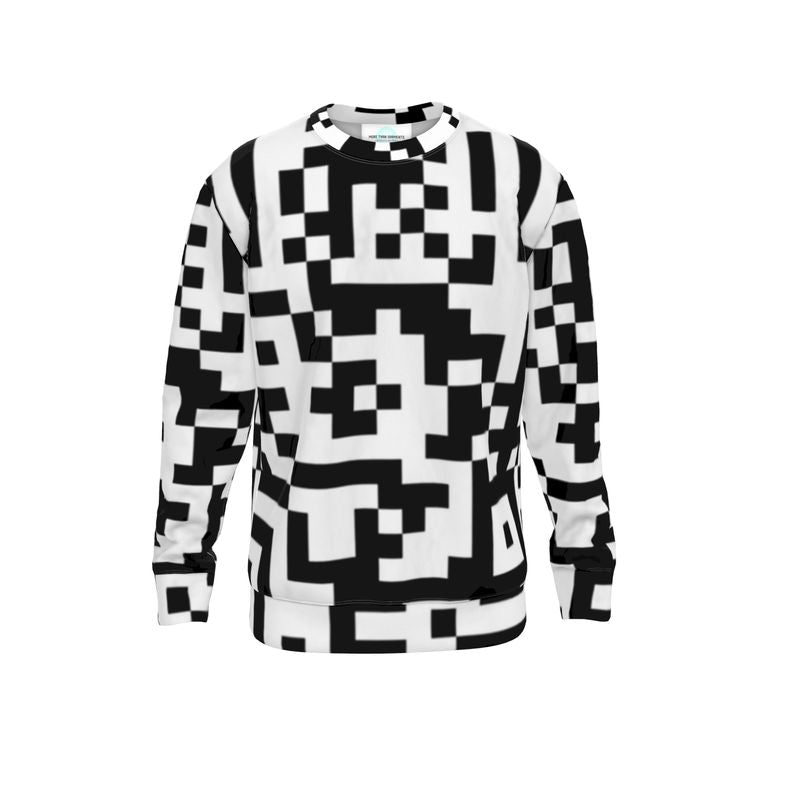 Barcode - Black & White Unisex Design, Ribbed Neck, Cuffs And Hem, Relaxed Fit Sweatshirt