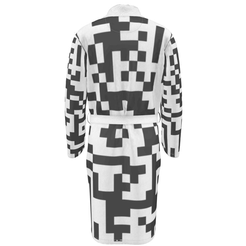 Barcode - Black & White Unisex Fire-Rated Fabric Dressing Gown