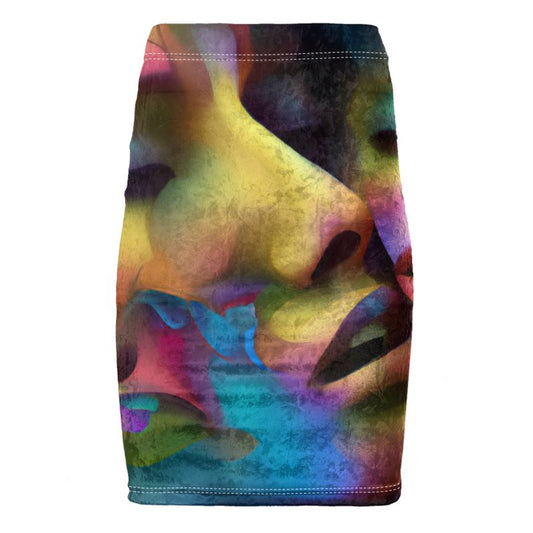 Pleasure Remix 2 - Yellow, Red & Blue Chose Top Stitch Thread Colour Pencil Skirt