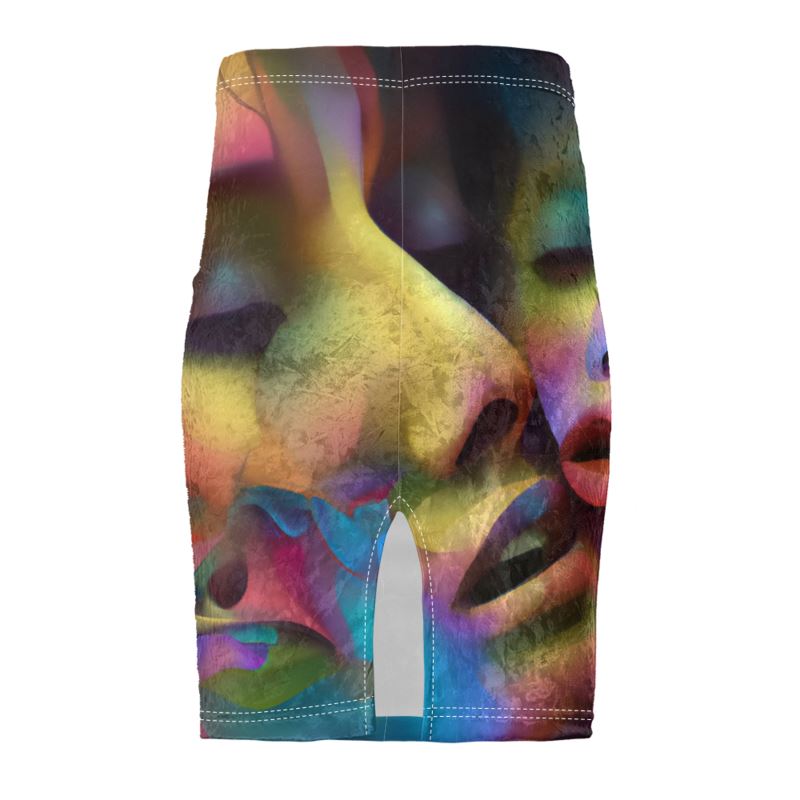 Pleasure Remix 2 - Yellow, Red & Blue Chose Top Stitch Thread Colour Pencil Skirt