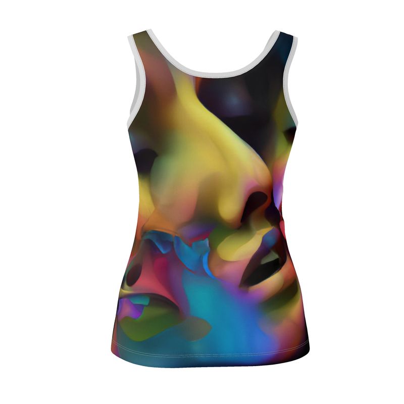 Pleasure Remix 2 - Yellow, Red & Blue Scoop Neck, Higher At The Back Ladies Vest Top