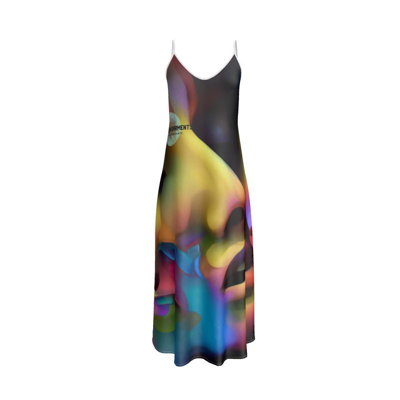 Pleasure Remix 2 - Yellow, Red & Blue Tapered Waist, Flared Bottom Slip Dress