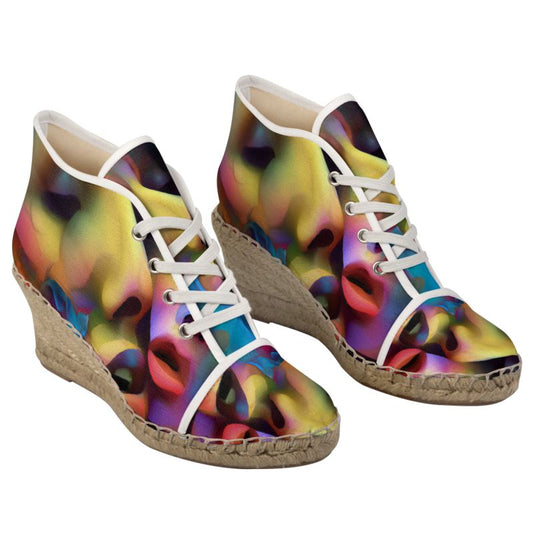 Pleasure Remix 2 - Yellow, Red & Blue Perfect For Standing Out In The Summer, Stylish Handmade Ladies Wedge Espadrilles