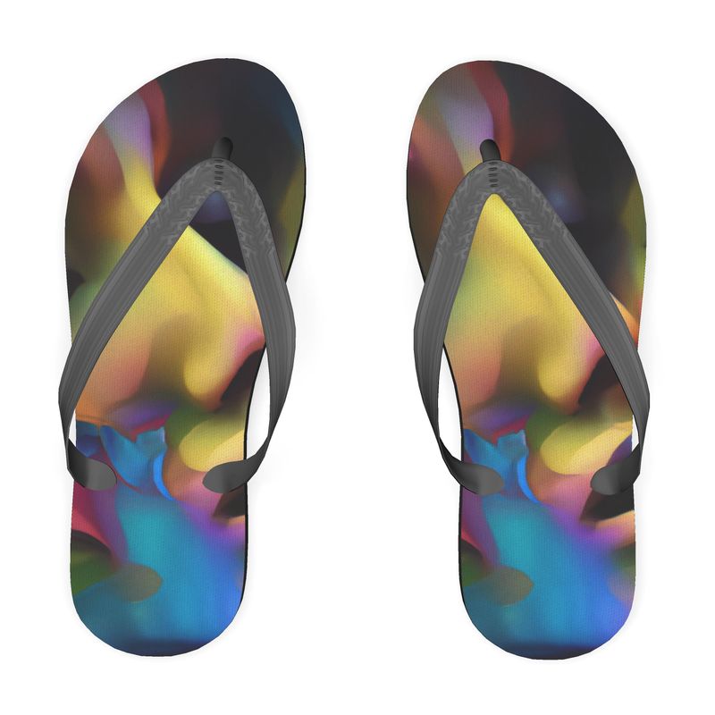 Pleasure Remix 2 - Yellow, Red & Blue Plastic Straps, Covered With Poly-Satin, Sturdy Foam Base Flip Flops