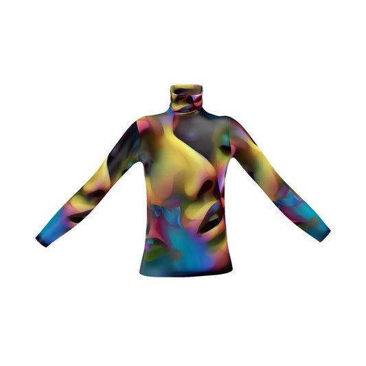 Pleasure Remix 2 - Yellow, Red & Blue Long Sleeves, Men's Slim Fit Roll Neck