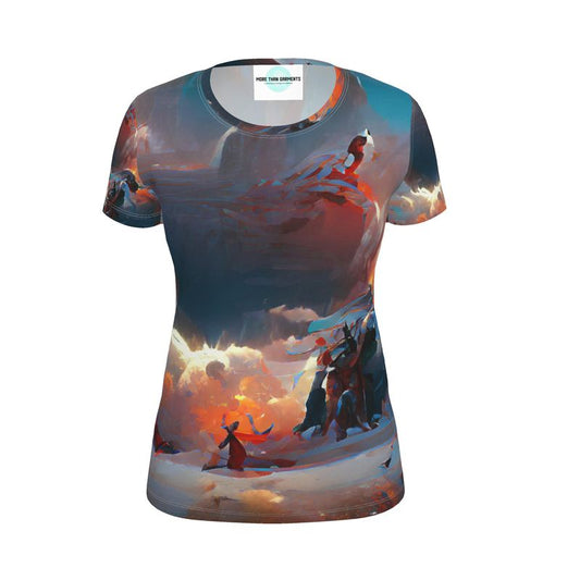 Triumphant - Sky Blue, Orange & Red Soft, Durable Fabric, Flattering Women's T-Shirt