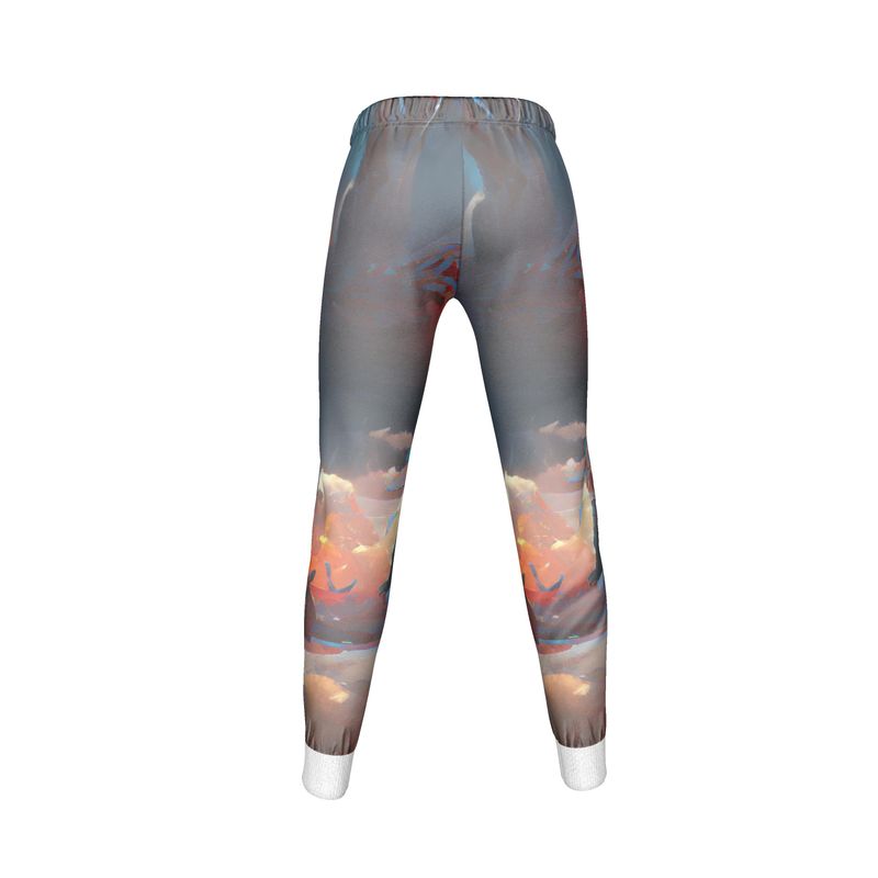 Triumphant - Sky Blue, Orange & Red Cuffed Tracksuit Ladies Jogging Bottoms