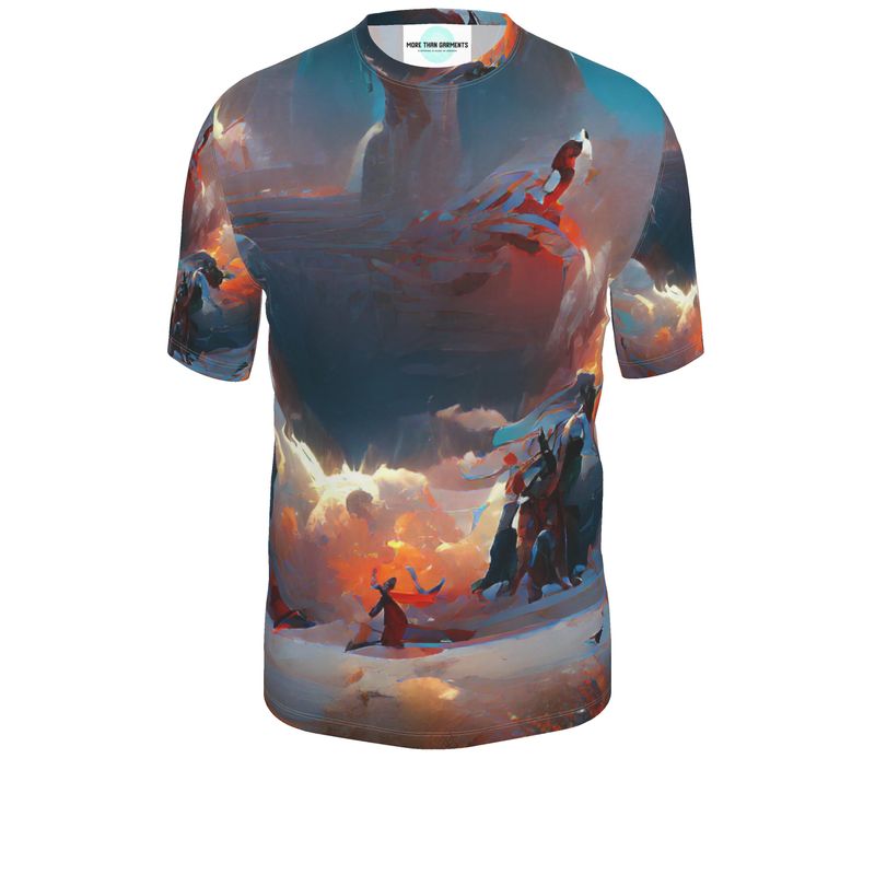 Triumphant - Sky Blue, Orange & Red Relaxed Cut, Fitted Waist, Stretch Fabric, Crew Neckline, Men's T-Shirt