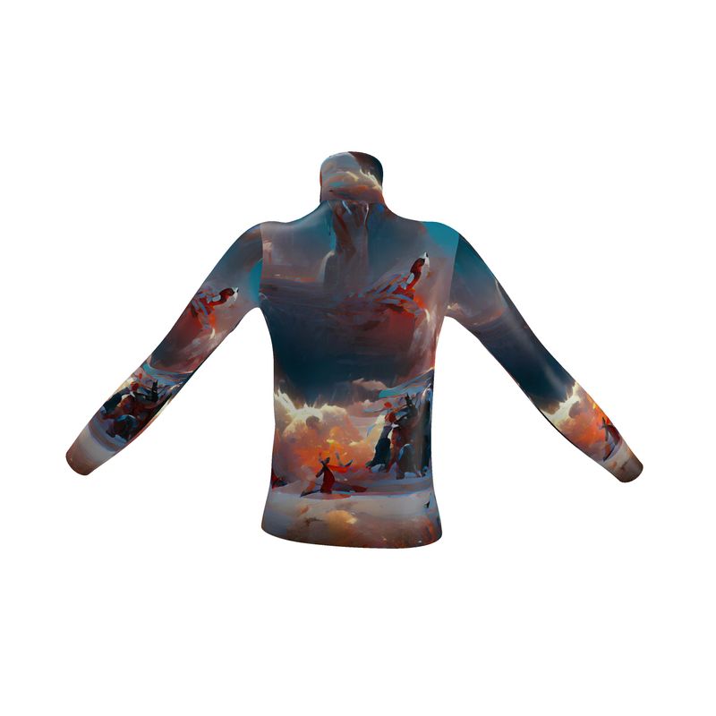 Triumphant - Sky Blue, Orange & Red Long Sleeves, Men's Slim Fit Roll Neck