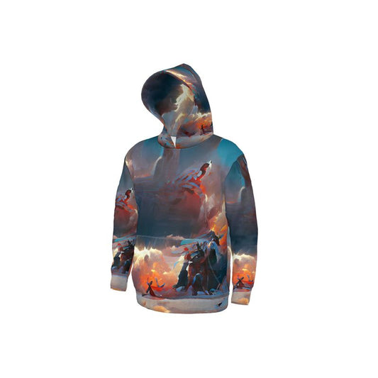 Triumphant - Sky Blue, Orange & Red Unisex Pullover Or Zipper, Relaxed Fit, Cut & Sewn Hoodie