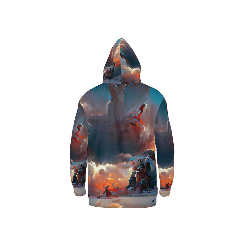 Triumphant - Sky Blue, Orange & Red Unisex Pullover Or Zipper, Relaxed Fit, Cut & Sewn Hoodie