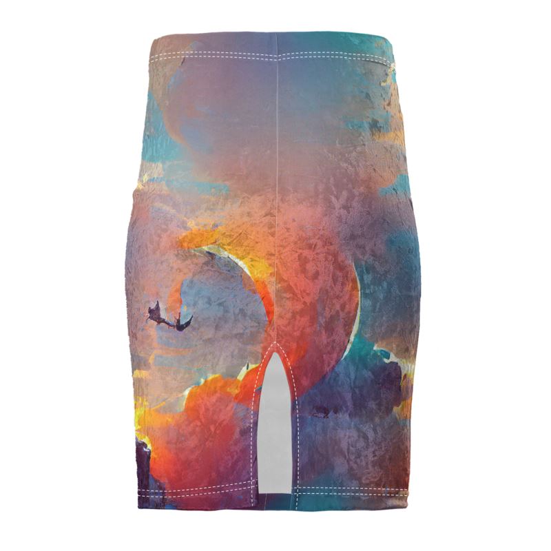 Optimistic - Blue and Orange Chose Top Stitch Thread Colour Pencil Skirt