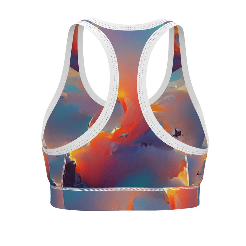 Optimistic - Blue and Orange Binding And Elastic, Light Support For Low-Impact Exercise, Flex Sport Lycra Fabric Sports Bra