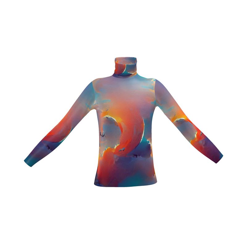 Optimistic - Blue and Orange Long Sleeves, Men's Slim Fit Roll Neck