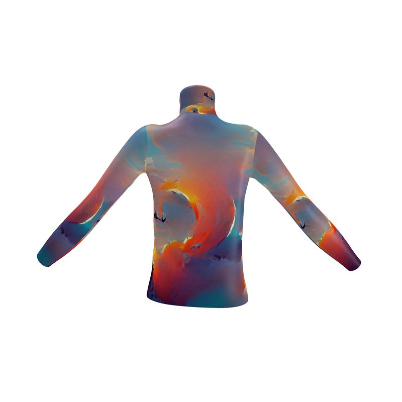 Optimistic - Blue and Orange Long Sleeves, Men's Slim Fit Roll Neck