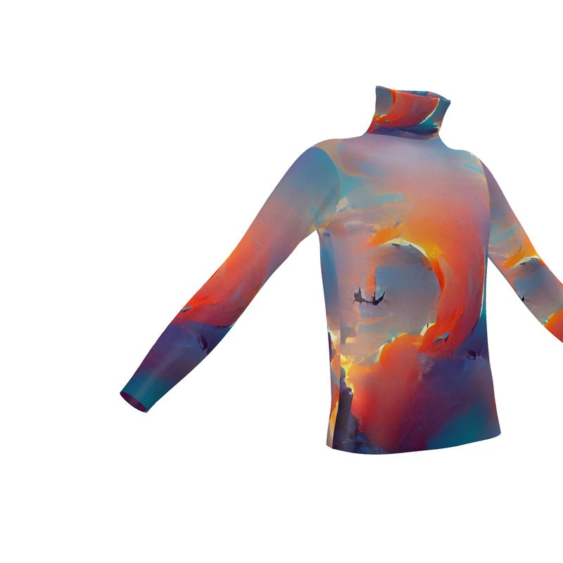 Optimistic - Blue and Orange Long Sleeves, Men's Slim Fit Roll Neck