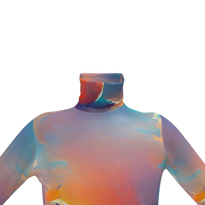 Optimistic - Blue and Orange Long Sleeves, Men's Slim Fit Roll Neck