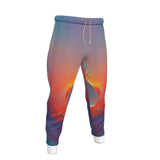 Optimistic - Blue and Orange Lined Side Pockets, Slim Fit Leg With Elastic Waist, Stylish Men's Jogging Bottoms